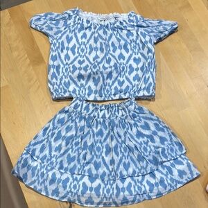 Blue and White Patterned Two-Piece Set